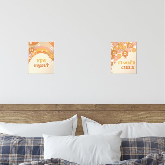 Retro boho bleibe Groovy Blume Kind Kinderzimmer Bilderwand Sets (Schlafzimmer)