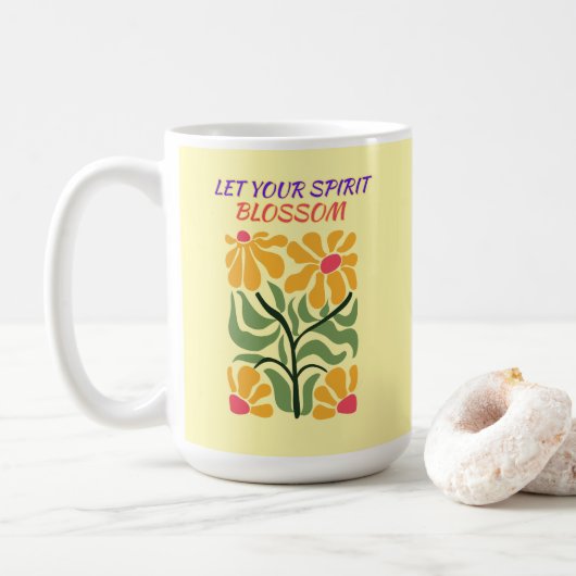 Retro Boho Blooming Flowers Inspiration Quote Kaffeetasse (Mit Donut)