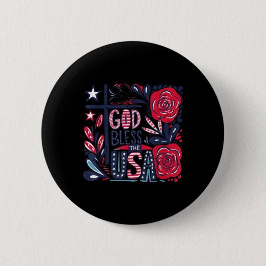 Retro Boho Bloral God segne die USA Christlichen 4 Button (Vorderseite)