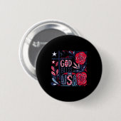 Retro Boho Bloral God segne die USA Christlichen 4 Button (Vorne & Hinten)