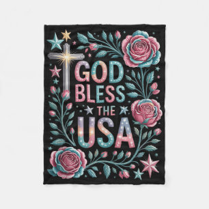 Retro Boho Bloral God segne die USA Christlichen 4 Fleecedecke