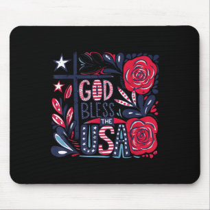 Retro Boho Bloral God segne die USA Christlichen 4 Mousepad