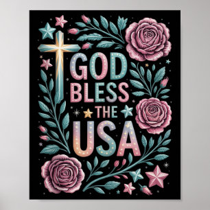 Retro Boho Bloral God segne die USA Christlichen 4 Poster