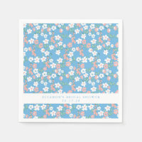 Retro Boho Blue Ditsy Floral Custom Brautparty