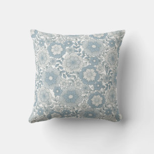 Retro Boho Blue Floral Nahtlose Blume Muster Kissen