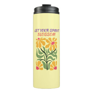 Retro Boho blühende Blumen Inspirationszitat Thermosbecher