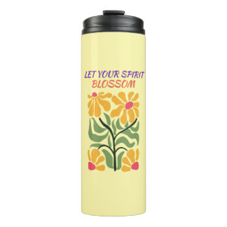 Retro Boho blühende Blumen Inspirationszitat Thermosbecher