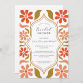 Retro Boho Blume Brautparty Einladung (Vorne/Hinten)