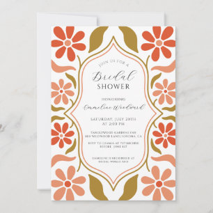 Retro Boho Blume Brautparty Einladung