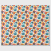 Retro Boho Blume Geschenkpapier (Flach)