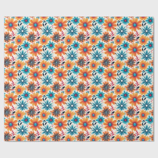 Retro Boho Blume Geschenkpapier (Flach)
