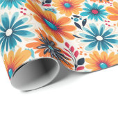 Retro Boho Blume Geschenkpapier (Rolleneckpunkt)