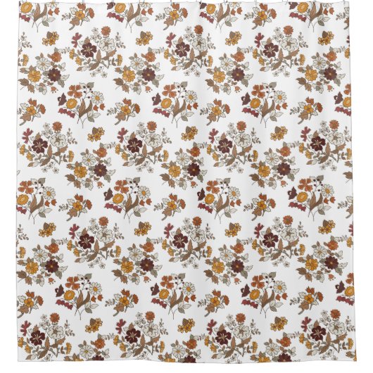 Retro Boho Blume Mittelmeer Muster Duschvorhang (Vorderseite)