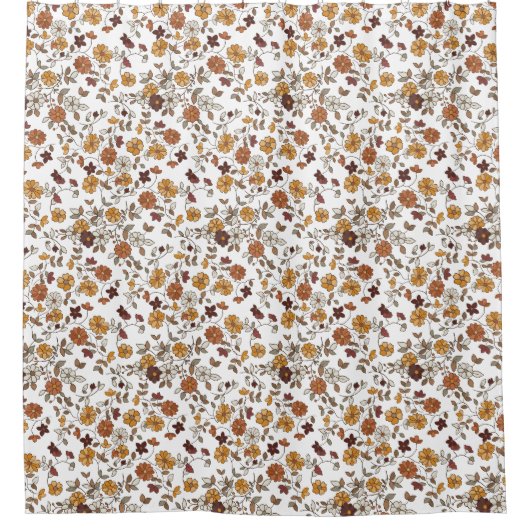 Retro Boho Blume Mittelmeer Muster Duschvorhang (Vorderseite)