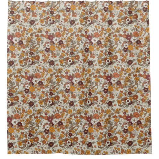 Retro Boho Blume Mittelmeer Muster Duschvorhang (Vorderseite)