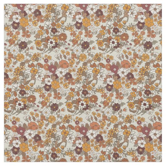 Retro Boho Blume Mittelmeer Muster Stoff (Nahaufnahme)