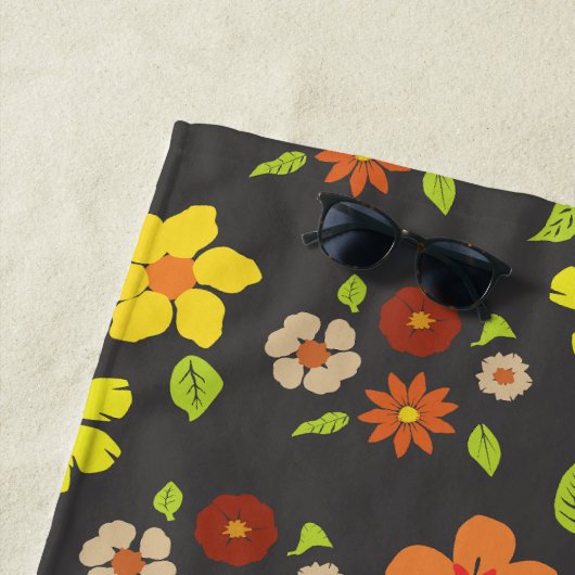 Retro Boho Blume Muster Personalisiert Strandtuch (Beispiel)