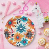Retro Boho Blume Pappteller (Party)