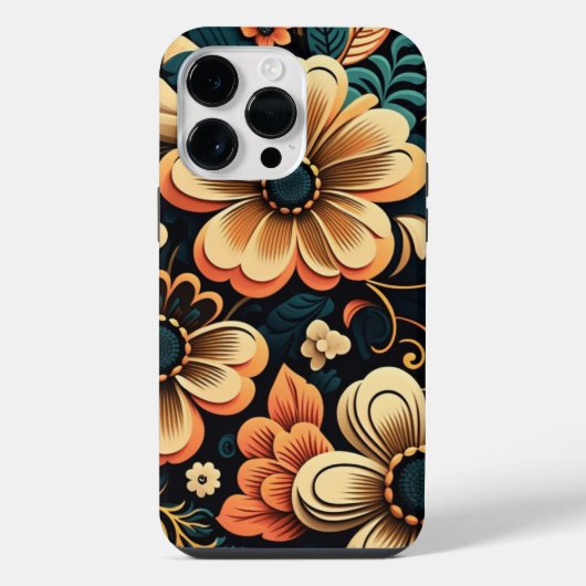 Retro-boho-Blume-Power iPhone Hülle (Rückseite)