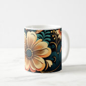 Retro-boho-Blume-Power Kaffeetasse (VorderseiteRechts)