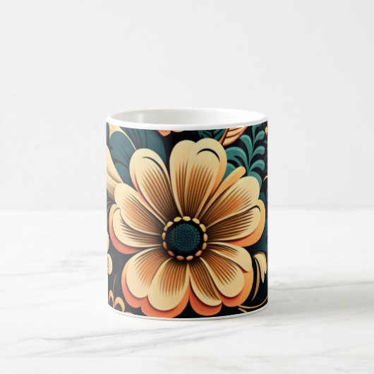 Retro-boho-Blume-Power Kaffeetasse (Mittel)