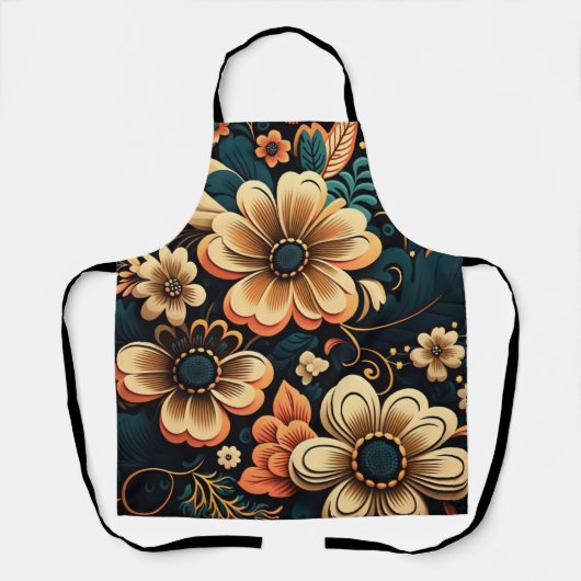 Retro-boho-Blume-Power Schürze (Vorderseite)