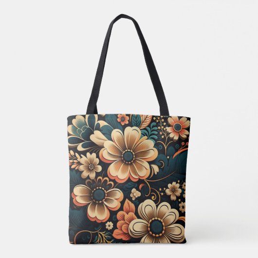 Retro-boho-Blume-Power Tasche (Rückseite)
