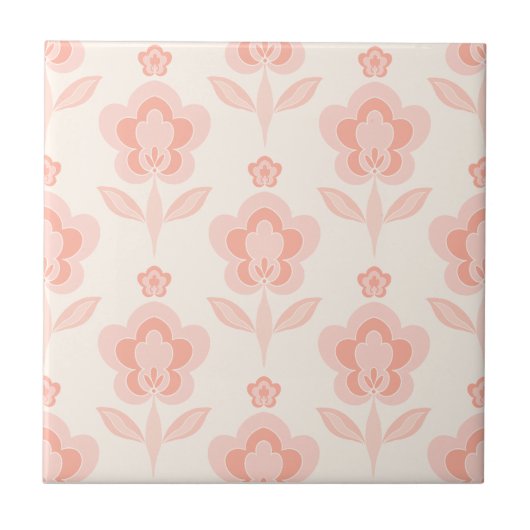 Retro Boho Blumen Fliese (Vorderseite)