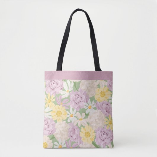 Retro Boho Blumen Garten Große Schreibtischunterla Tasche (Vorderseite)