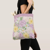 Retro Boho Blumen Garten Große Schreibtischunterla Tasche (Von Nahem)