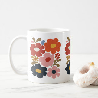 Retro-Boho-Blumen im Stil der Mitte des 20. Jahrhu Kaffeetasse