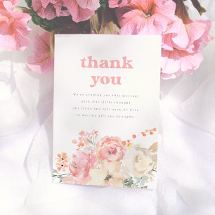 Retro-Boho-Blumen-Mädchen-Baby-Party Dankeskarte