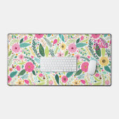 Retro-boho-Blumengarten Schreibtischunterlage (Tastatur & Maus)