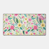 Retro-boho-Blumengarten Schreibtischunterlage (Vorderseite)