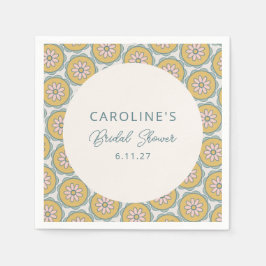 Retro Boho Blumengelbes Brautparty Serviette