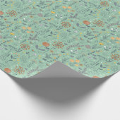 Retro Boho Blumengrün Geschenkpapier (Ecke)