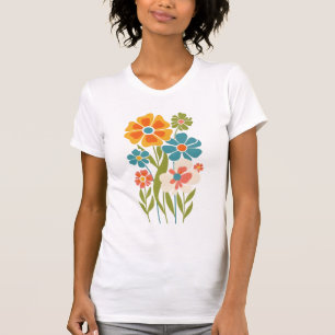 Retro-Boho-Blumenillustration T-Shirt