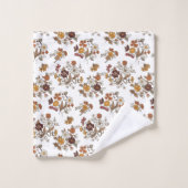 Retro-Boho-Blumenmuster Badhandtuch Set (Waschlappen)