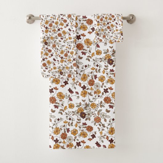 Retro-Boho-Blumenmuster Badhandtuch Set (Insitu)