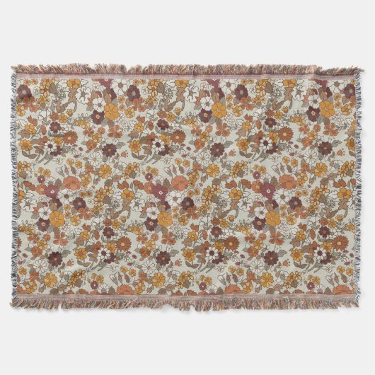 Retro-Boho-Blumenmuster Decke (Vorderseite)