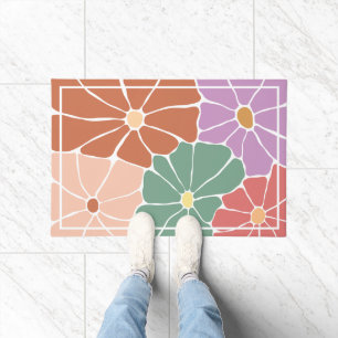 Retro Boho Blumenmuster Fußmatte