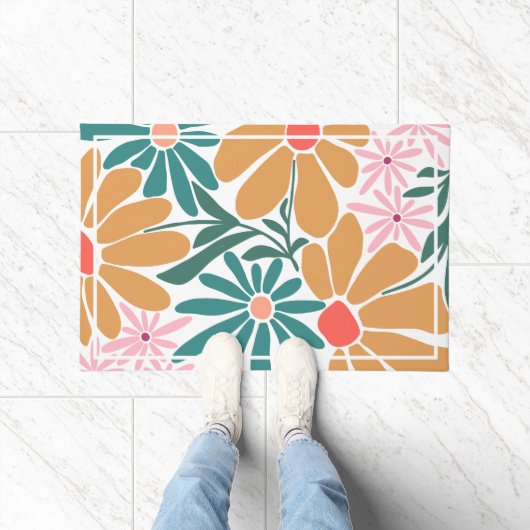 Retro Boho Blumenmuster Fußmatte (Indoor)