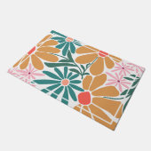 Retro Boho Blumenmuster Fußmatte (Schrägansicht)