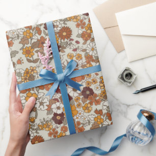 Retro-Boho-Blumenmuster Geschenkpapier