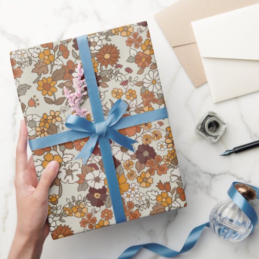 Retro-Boho-Blumenmuster  Geschenkpapier (Schenken)