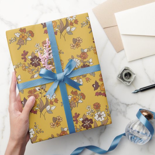Retro-Boho-Blumenmuster Geschenkpapier (Schenken)
