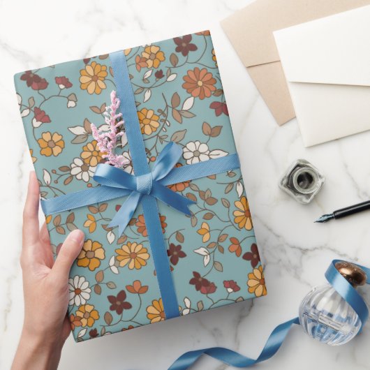 Retro-Boho-Blumenmuster Geschenkpapier (Schenken)