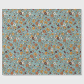 Retro-Boho-Blumenmuster Geschenkpapier (Flach)
