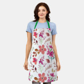 Retro-Boho-Blumenmuster-Küchenschürze Schürze (Getragen)
