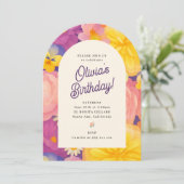 Retro-Boho-Blumenparty-Einladung Einladung (Stehend Vorderseite)